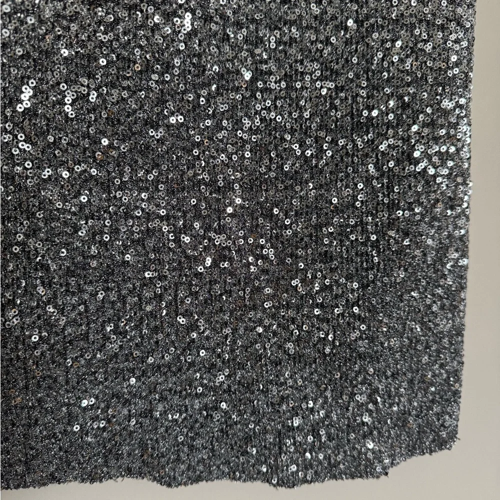 Zara Metallic Silver Sequin Pencil Skirt - Picture 4 of 5